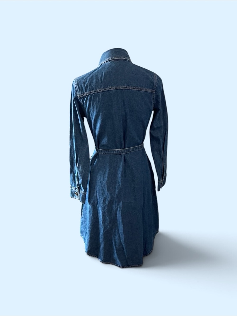 #267 FryeClassic Denim Shirt Dress with Tie Belt - Blue, size XS - Picture 2 of 3
